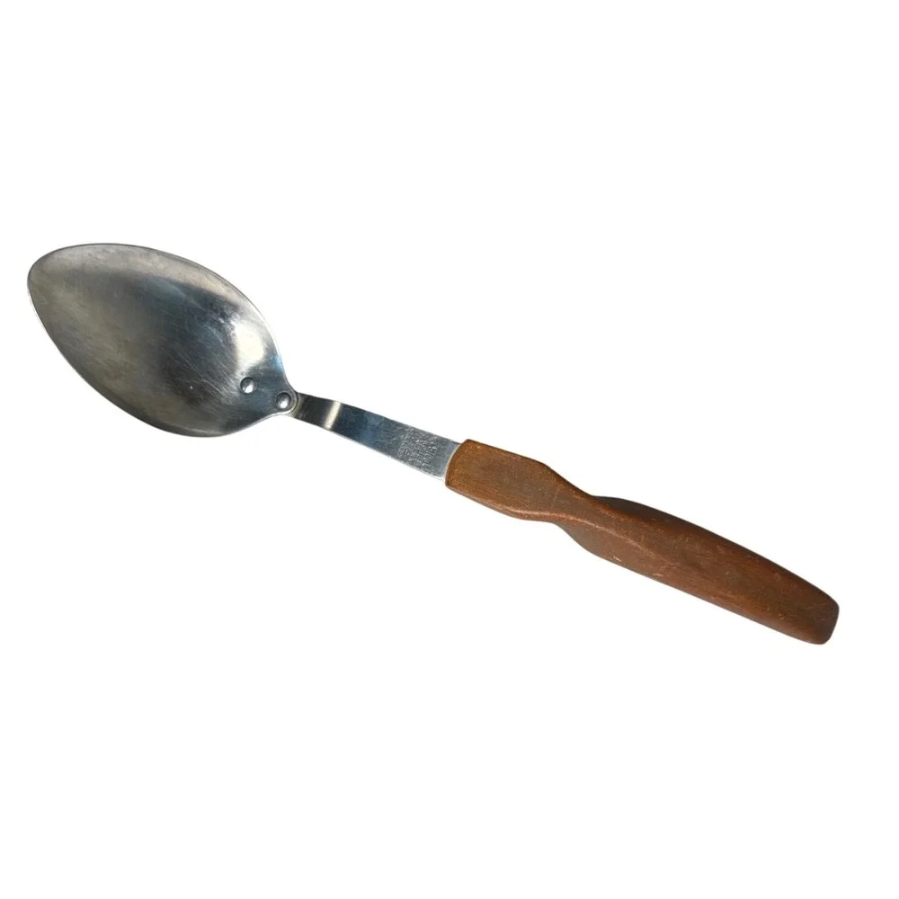 Cutco No 12 Serving Spoon Unisex OS Brown Good Vintage Wood Handle USA Stainless